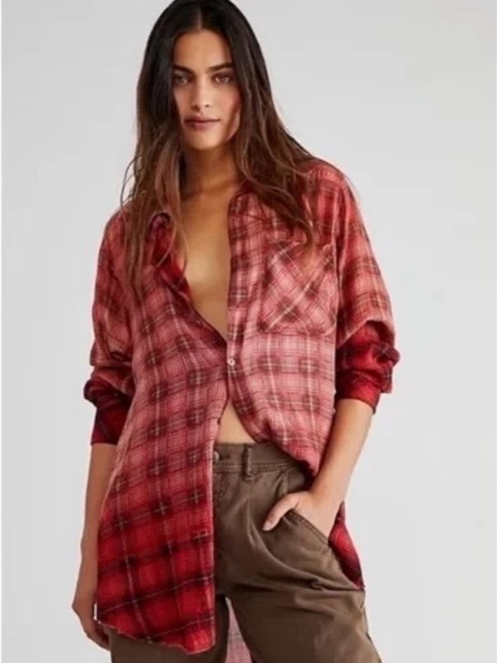 Free People “One Grunge” Plaid Button Up